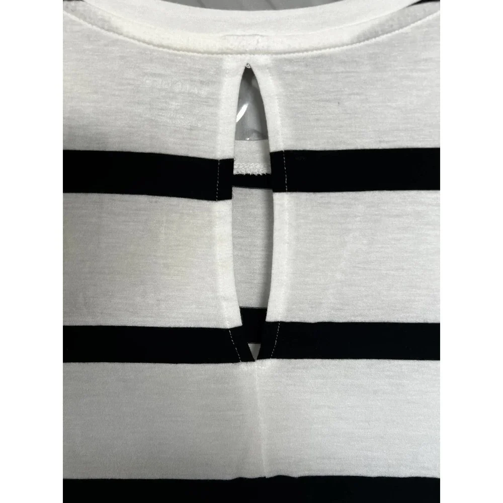 Halogen sleeveless black white strip split back 3X